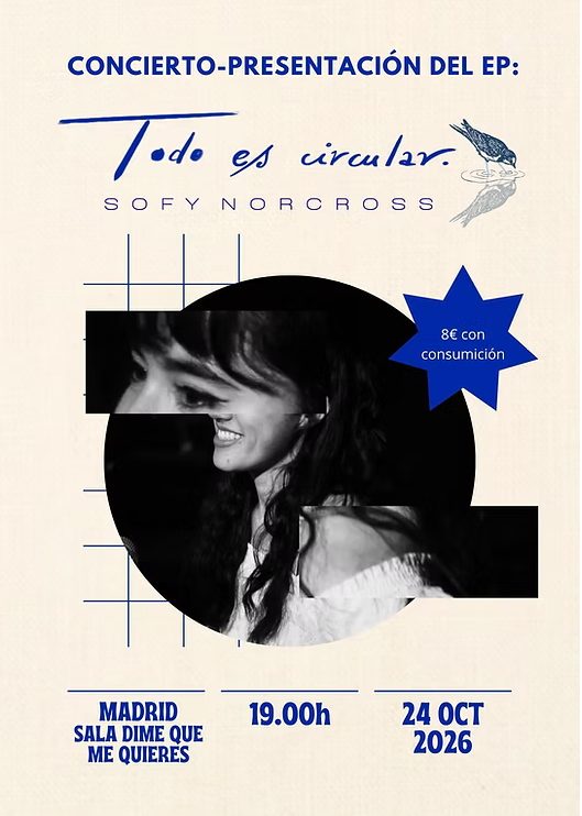 Cartel del concierto-presentación del EP Todo es circular en la Sala Dime que me quieres, Madrid